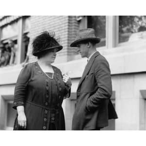  1921 photo Unidentified woman and man outside city 
