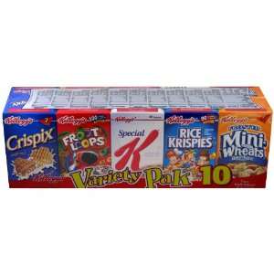 Kelloggs Cereal Variety Pack 10 Boxes  Grocery & Gourmet 
