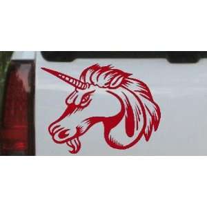 Unicorn Head Animals Car Window Wall Laptop Decal Sticker    Red 16in 