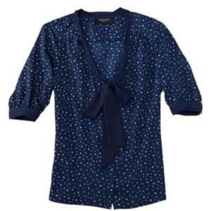 Jason Wu for Target Womens Navy Blue White Polka Dots Blouse Top with 