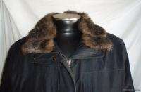   petites black faux fur collar drawstring parka anorak coat PS  