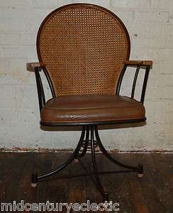 Unusual Arm Chair w/ wicker Mid Century Eames Knoll Unusual Vintage 