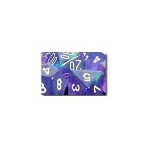  Polyhedral 7 Die Borealis Dice Set   Purple with White 