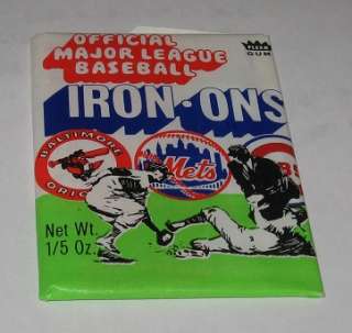 Unopened Wax Pack of 1968 Fleer Major League Baseball Iron Ons  