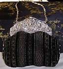 exquisite anti que gorham sterling frame black velvet handbag 4