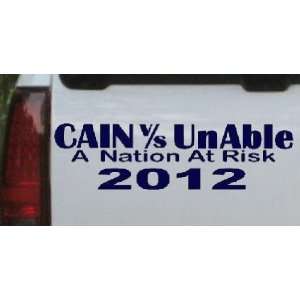 Navy 12in X 3.4in    Cain Verses UnAble 2012 Political Car Window Wall 