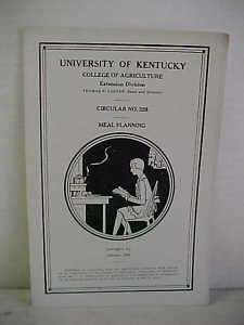 Jan. 1930 Univ of Kentucky Meal Planning Cir. No. 226  
