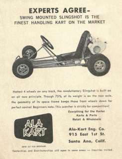 Vintage & Very Rare 1962 Ala Kart Slingshot Go Kart Ad  