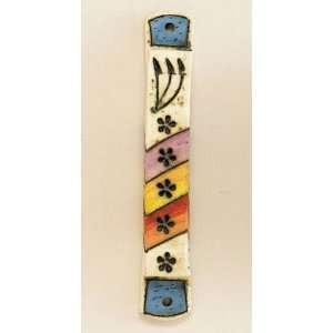   Lite MZEB 80 F Flowers Ceramic Mezuzah by Inna   6 in.