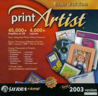 Print Artist 2003 Gold PC CD create cards, banners more  