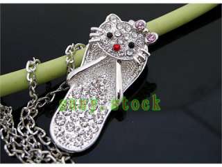 Beautiful HOT hello kitty crystal slippers necklace L48  