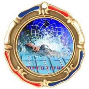 SPINNING RWB Series Gold   Silver or Bronze Swimming Medals with 