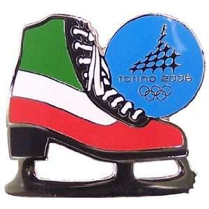  Torino 2006 Olympics Italian Flag Figure Skate Pin Sports 