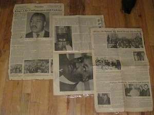 Martin Luther King Laminated Newspaper pages (Chicago Times 1968 
