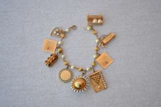 Vintage 1950s 14K Gold Charm Bracelet  