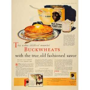  1928 Ad Aunt Jemima Mill Branch Buckwheat Flour Pancake 