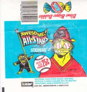   leaf awesome all stars blue trading card wrapper condition fair