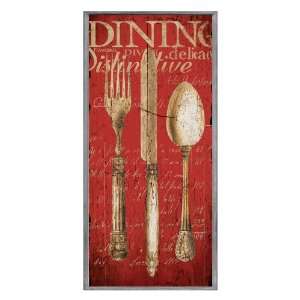   Dining Utensile Trio Red Typography Wall Plaque