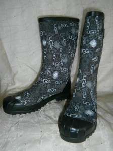 UGG Multi Logo Short BLACK RAINBOOTS Rain Boots Womens sz US 11 / UK 