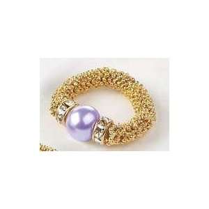  Stretchy Twos Twos Company Faux Pearl Ring Gold Purple 