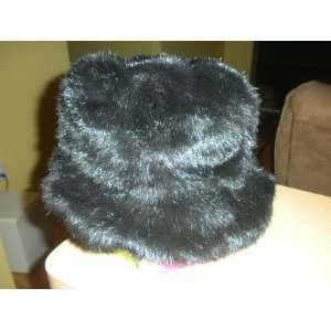   Black Faux Fur Roll Brim/Flat Brim Ladies Hat 