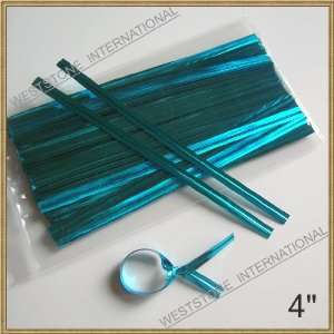  100pcs 4 Metallic Light Blue Twist Ties