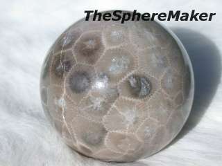 Siaz PETOSKEY STONE SPHERE FOSSIL CORAL BALL DECORATIVE GR8 GIFT 1.6 
