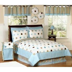  Blue And Brown Modern Dots Childrens 4 Piece Twin Bedding 
