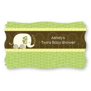 Twin Baby Elephants   Set of 8 Personalized Baby Shower Name 