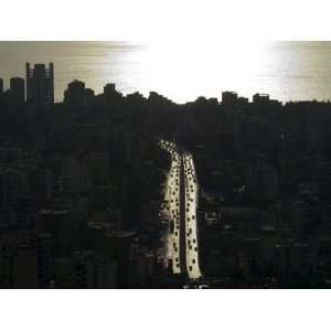  Traffic and Bay of Jounieh, Near Beirut, Lebanon, Middle East 