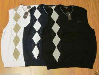 Greg Norman Mens Argyle Sweater Vest 3 Colors Available  