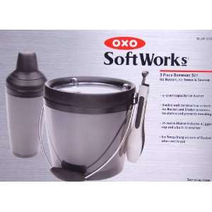  oxo SoftWorks 3 Piece Barware Set   Ice Bucket, Ice Tongs 