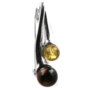 Baltic Honey Amber Sterling Silver Museum Collection Classic Pin 19th 