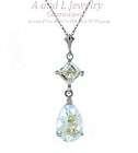 NATURAL AQUAMARINE PENDANT NECKLACE IN 14K. WHITE GOLD  