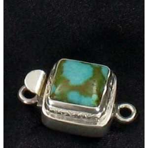  AQUA GOLD MATRIX TURQUOISE CUSHION STERLING CLASP 10mm 