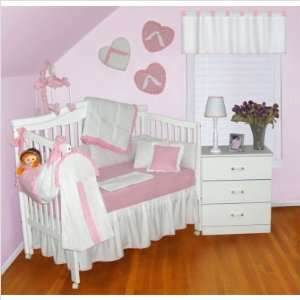  Babykins White Pink Nursery Baby Girl 7 PC Crib Bedding Set Baby