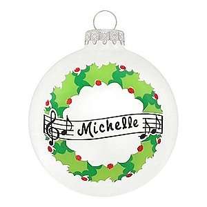  Personalized Music Wreath Glass Ornament