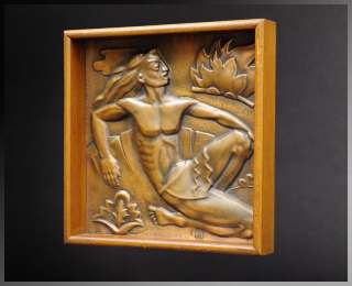 1930s Belgian ART DECO Copper WALL PLAQUE of MÉTIERS DART MAREDSOUS 