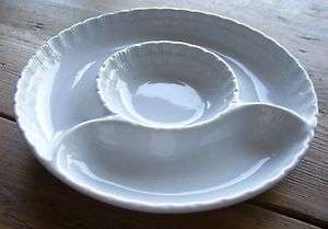   Bia White Ribbed Shell Sectional Artichoke Appetizer Bowl Dish  