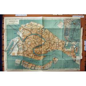  MAP 1909 STREET PLAN TOWN VENEZIA ITALY LAGUNA BACINO 