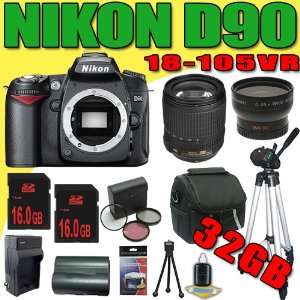  Nikon D90 12.3MP Digital SLR Camera w/ Nikon 18 105mm f/3 