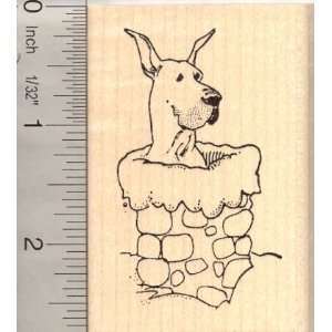  Great Dane Dog looking for Santa Rubber Stamp Arts 