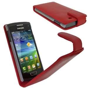  igadgitz Red Leather Case Cover Holder for Samsung Wave 3 Bada 