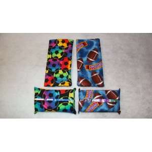  4pc. Football and Soccer Eyeglass Case and Pocket Tissue 