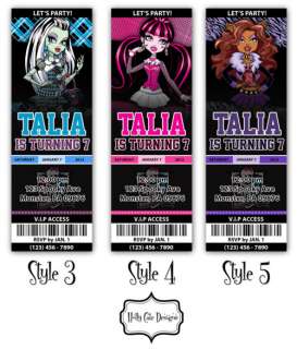 Monster High Birthday Party Ticket Invitation   YOU PRINT DIGITAL FILE 
