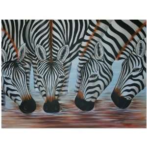  Drinking Zebras Painting~Canvas~Bali Art