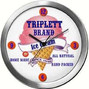  TRIPLETT 14 Inch Ice Cream Metal Clock Quartz Movement 