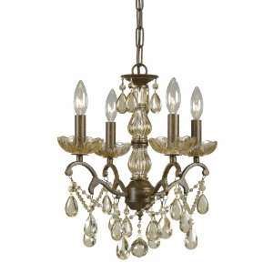 Triarch 32468 Versailles Collection 4 Light Mini Chandelier, Antiqued 