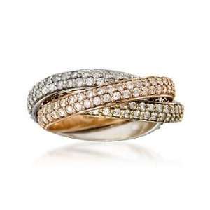   Diamond Eternity Rolling Ring In 14kt Tri Colored Gold Jewelry