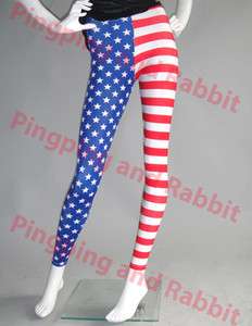   Flag Print Patriotic Stars Tripes Leggings Tights Pants Spandex